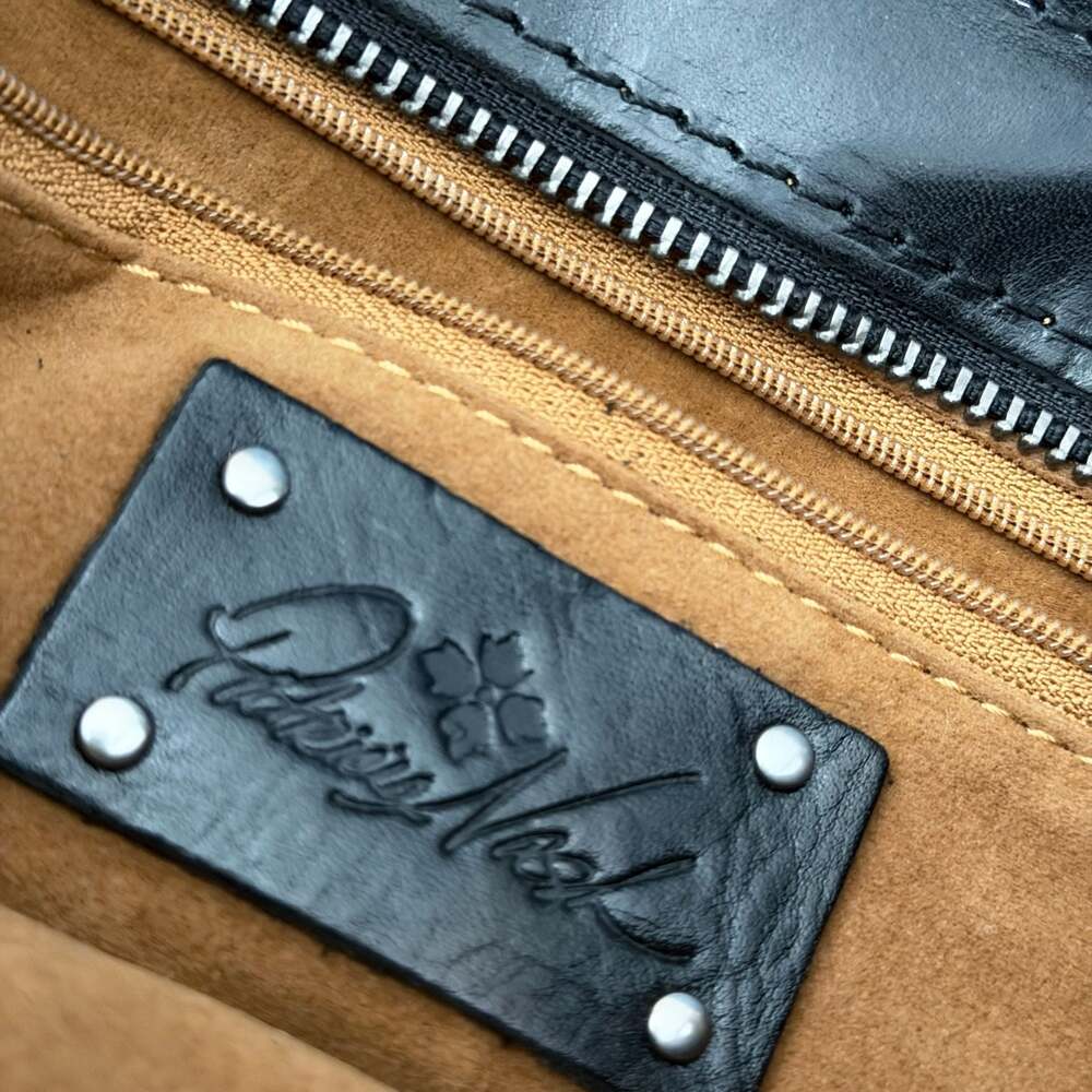 Patricia Nash Black Heritage Leather Saddle Bag Crossbody with Tooled Hardware